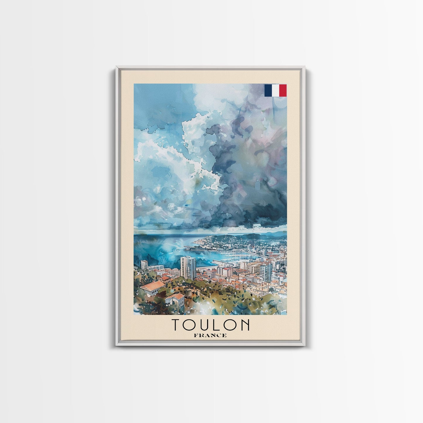 Toulon France Travel Poster Framed Canvas Print