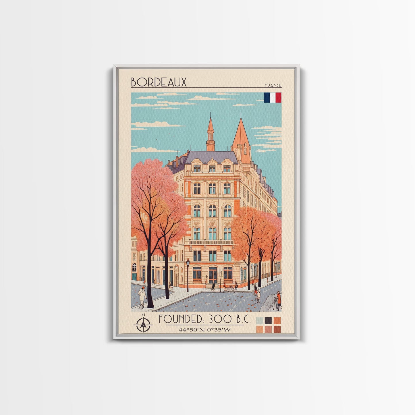 Bordeaux France Travel Poster — Framed Canvas Print | French Wall Art