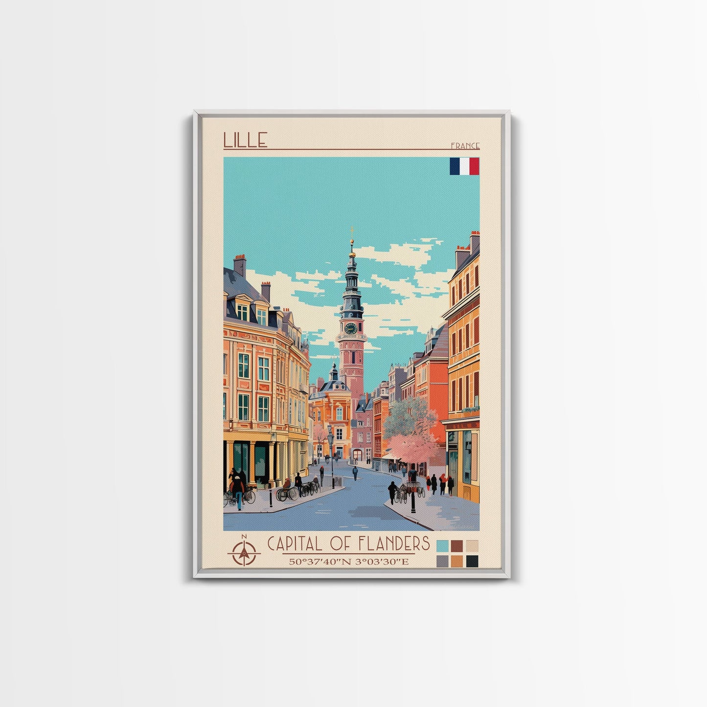 Lille France Travel Poster Framed Canvas Print