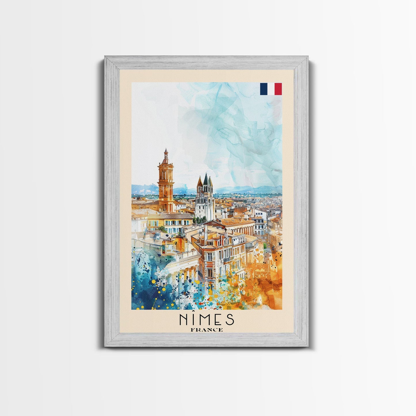 Nîmes France Framed Canvas Print, Historic Travel Poster