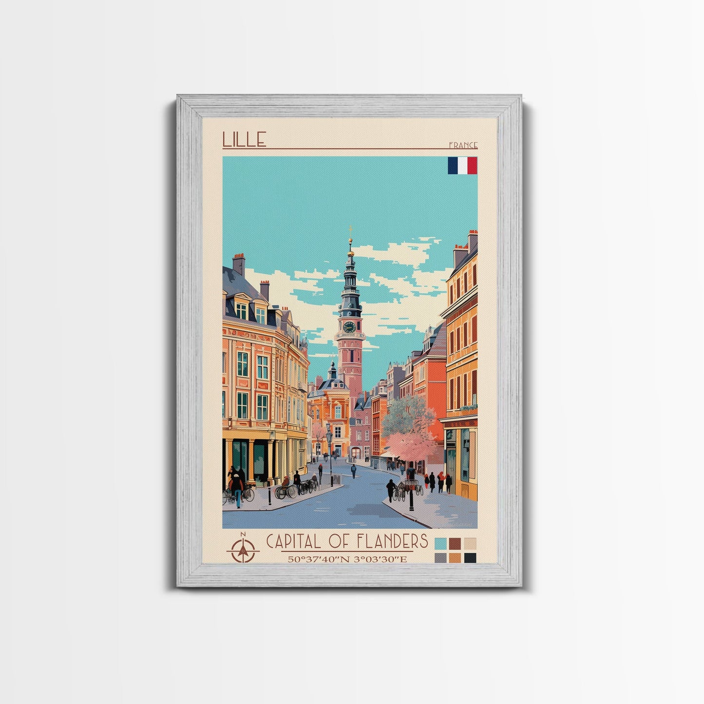 Lille France Travel Poster Framed Canvas Print