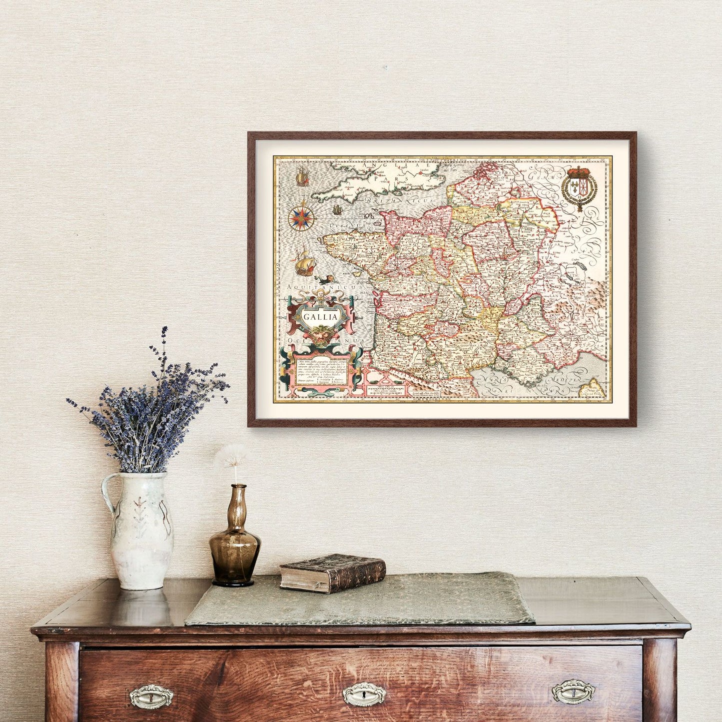 Vintage Map of Gaule (Gaul) France 1623 — Antique 17th Century Print