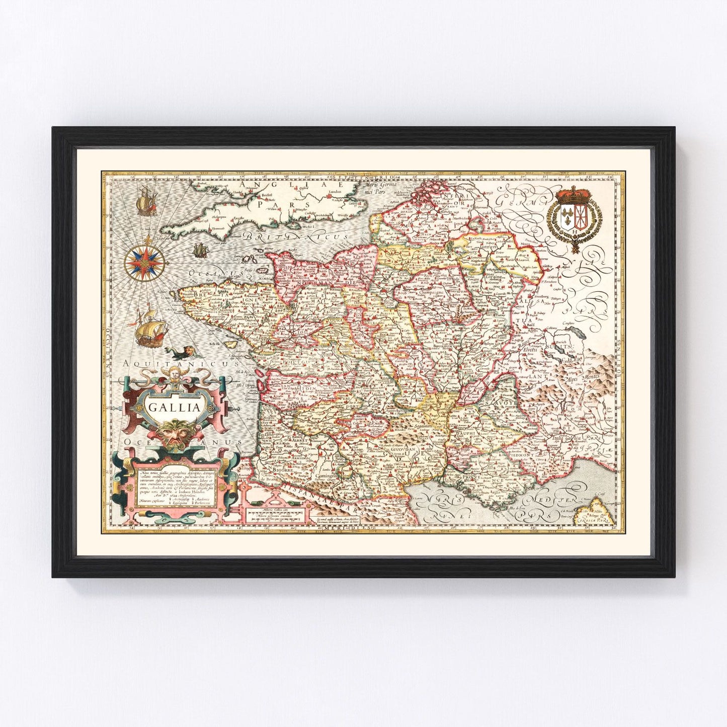Vintage Map of Gaule (Gaul) France 1623 — Antique 17th Century Print