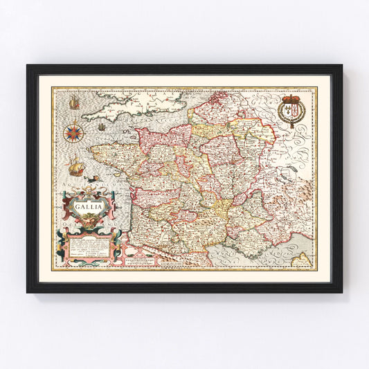 Vintage Map of Gaule (Gaul) France 1623 — Antique 17th Century Print