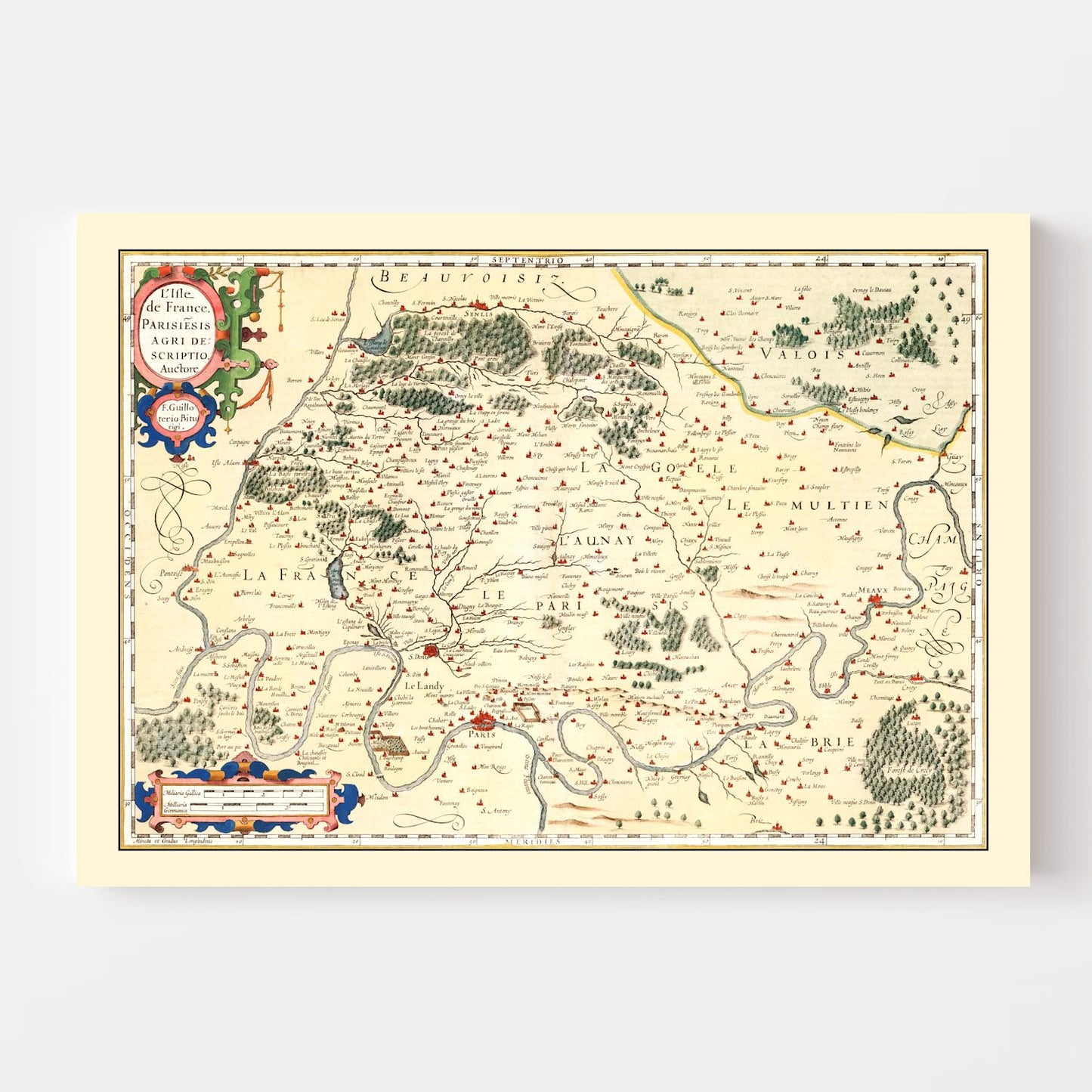 Vintage Map of Isle de France 1623 — Antique 17th Century Paris Region Print