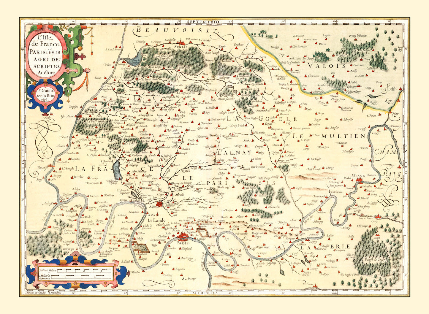 Vintage Map of Isle de France 1623 — Antique 17th Century Paris Region Print