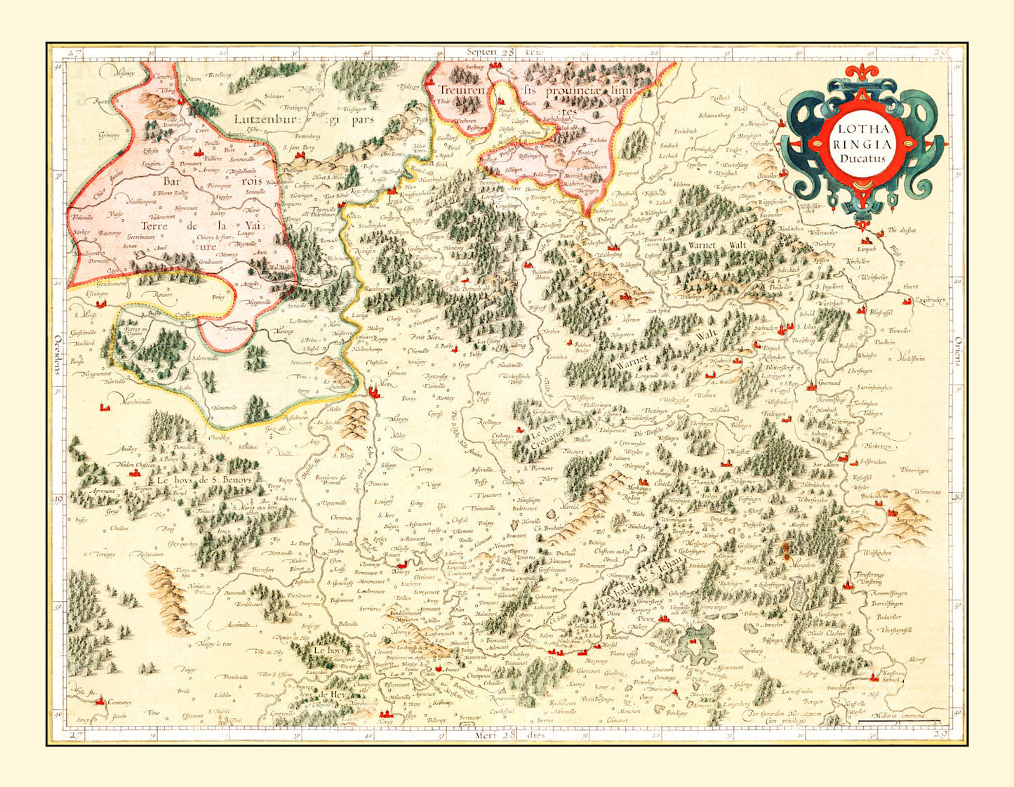Vintage Map of Lorraine, France 1623 — Antique 17th Century Regional Print
