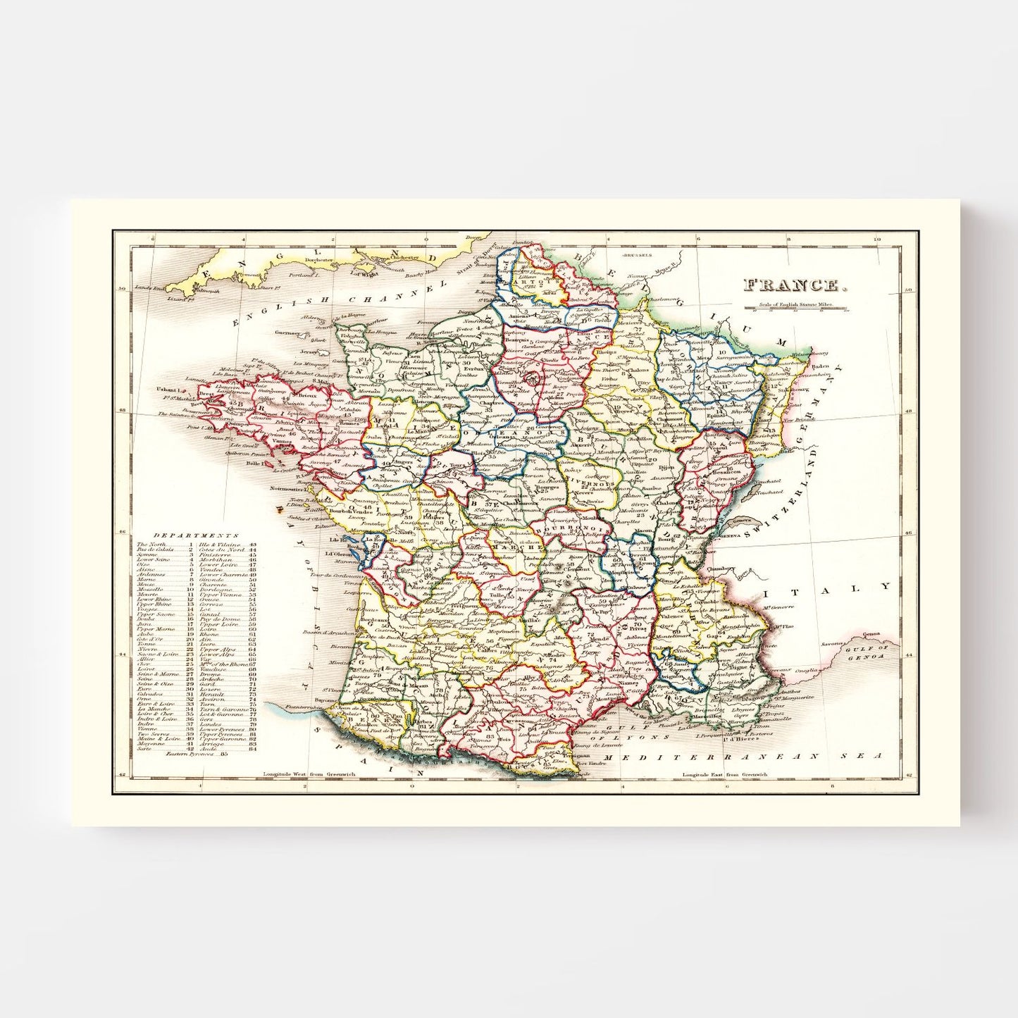 Vintage Map of France 1832