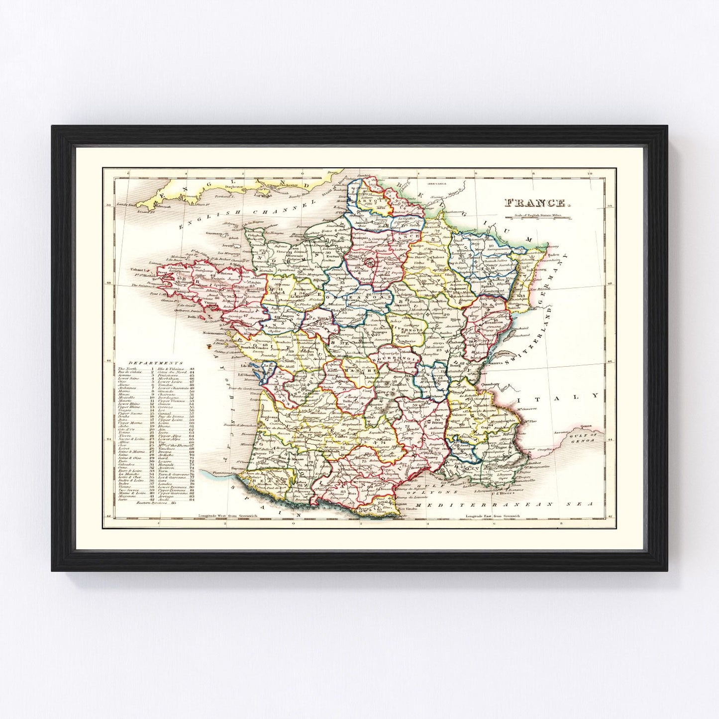 Vintage Map of France 1832