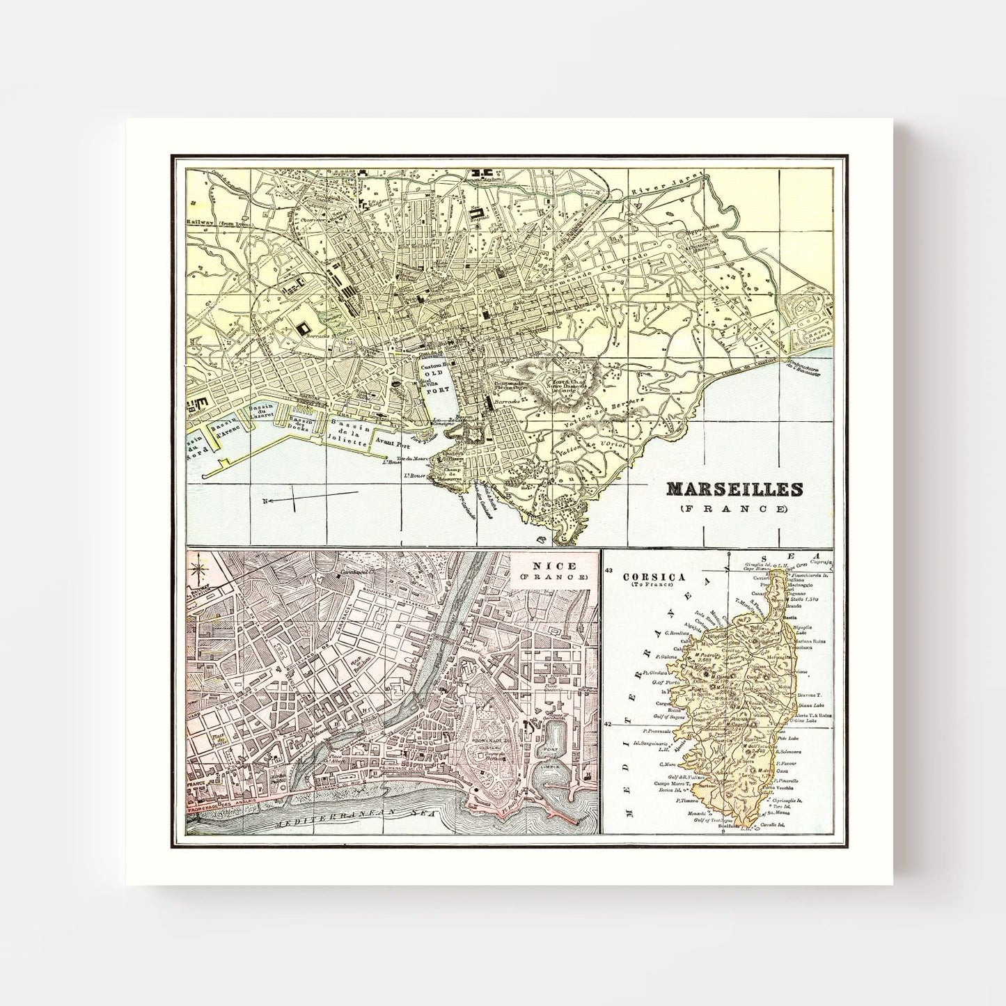 Vintage Map of Marseille, France 1901 — Antique Belle Époque Port City Print