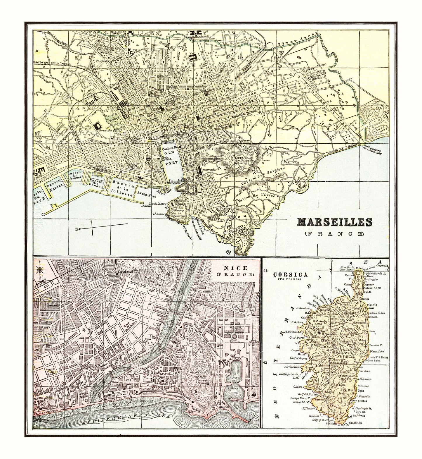 Vintage Map of Marseille, France 1901 — Antique Belle Époque Port City Print