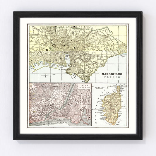 Vintage Map of Marseille, France 1901 — Antique Belle Époque Port City Print