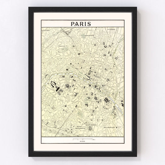 Vintage Map of Paris, France 1901 — Antique Belle Époque City Print
