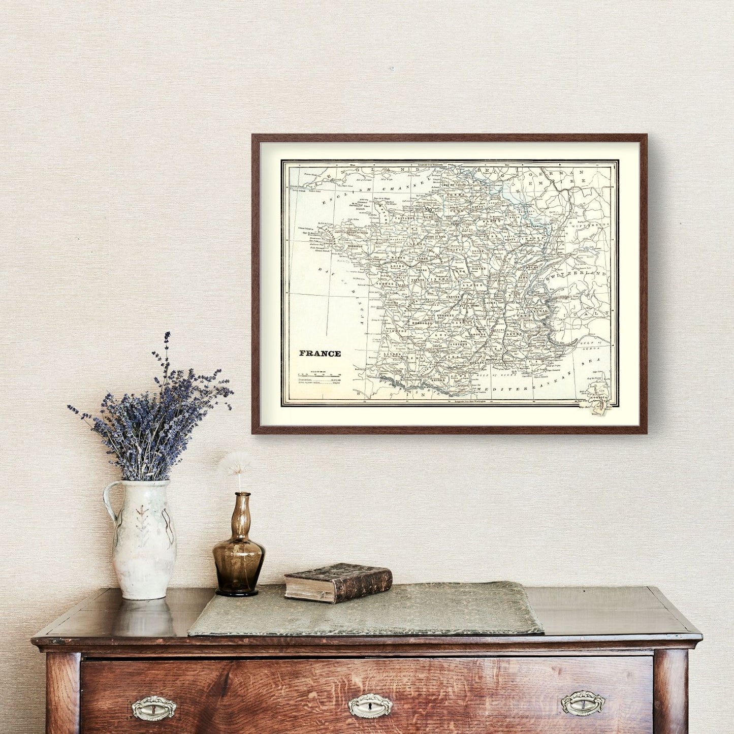 Vintage Map of France 1893 — Antique Belle Époque National Cartography Print