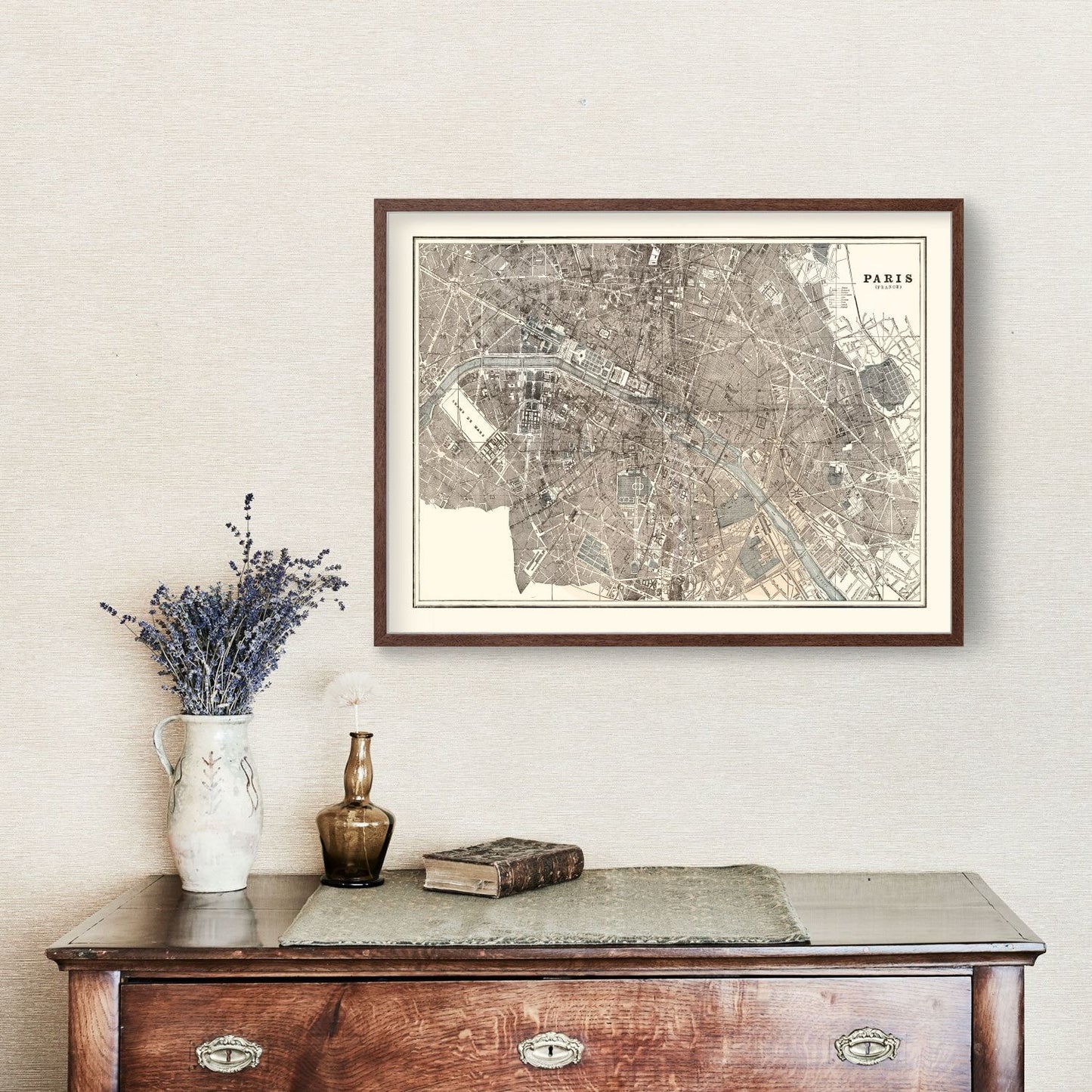 Vintage Map of Paris, France 1893 — Antique 19th Century Cartography Print