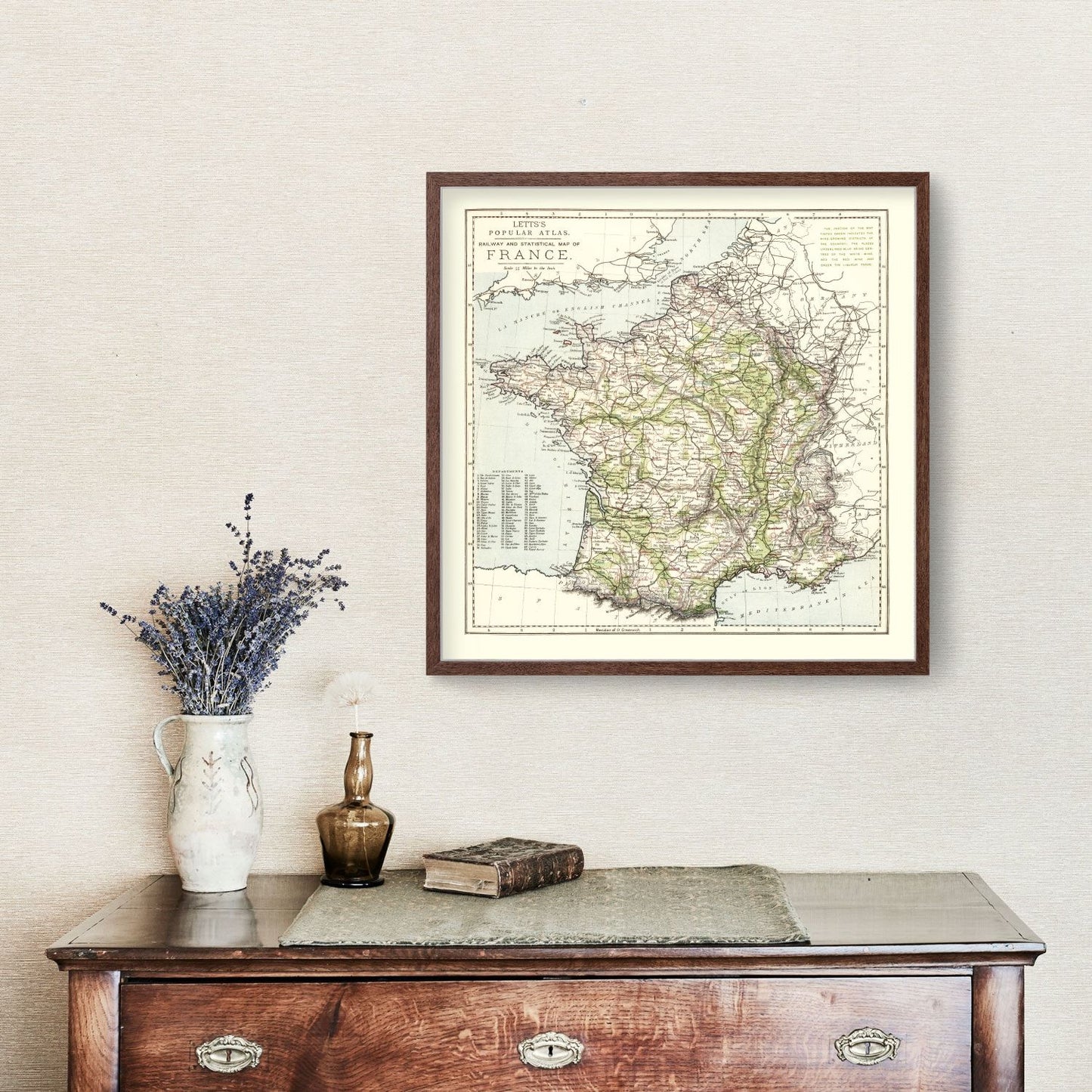 Vintage Map of France 1883 — Antique 19th Century National Cartography Print