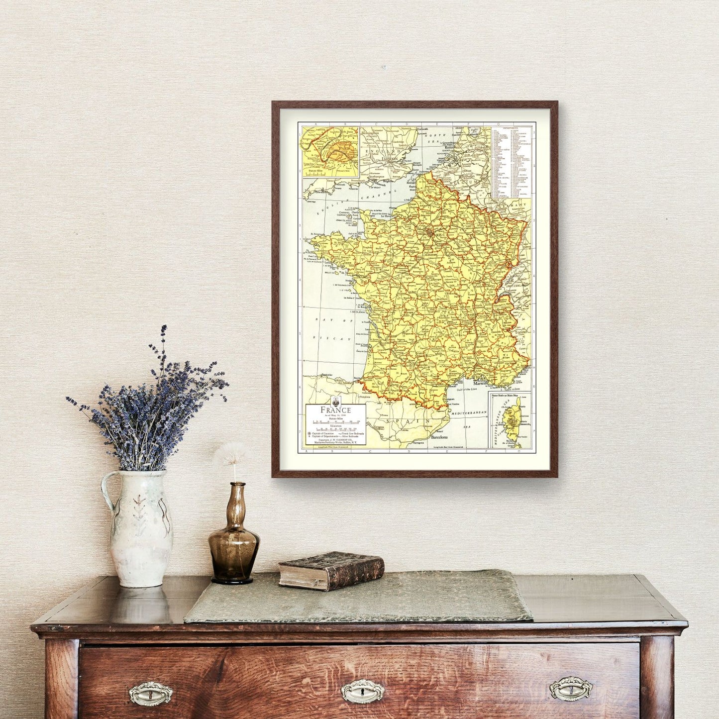 Vintage Map of France 1943 — WWII Era Antique Cartography Print