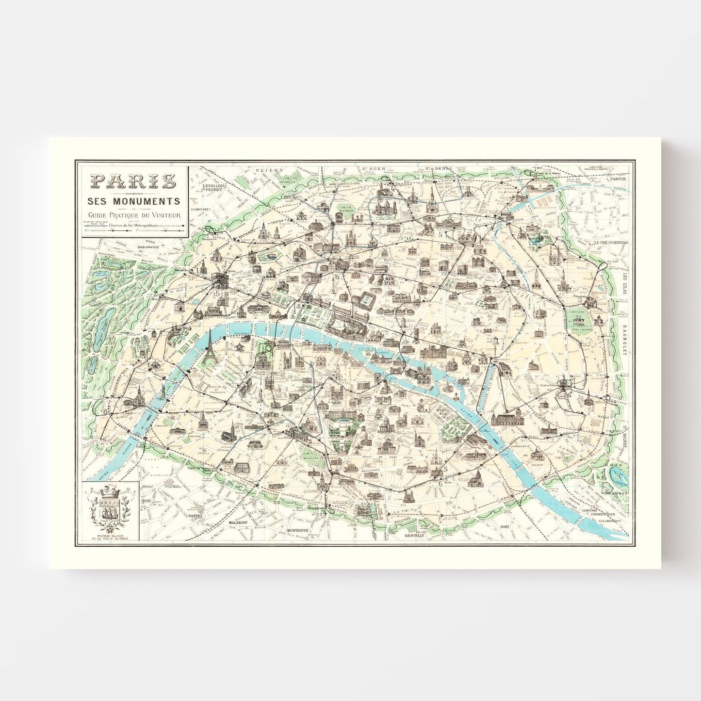 Vintage Map of Paris, France 1905 — Antique Belle Époque City Print