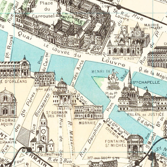 Vintage Map of Paris, France 1905 — Antique Belle Époque City Print