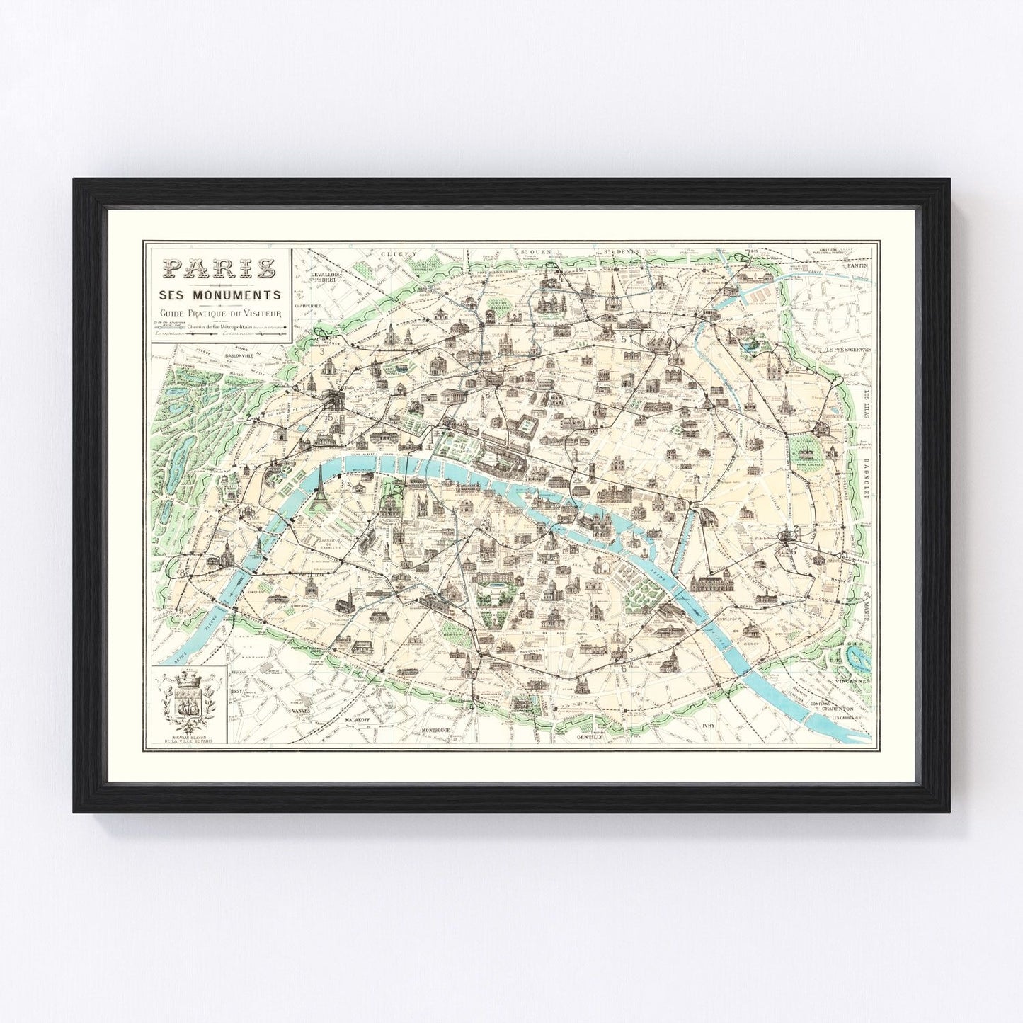 Vintage Map of Paris, France 1905 — Antique Belle Époque City Print