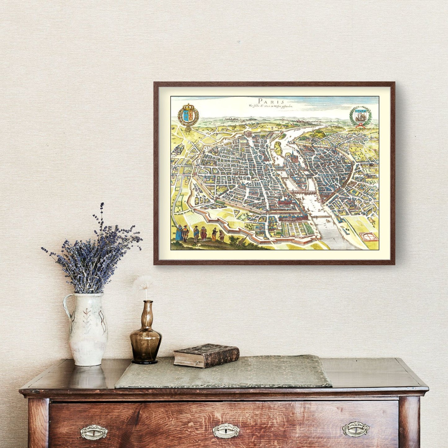 Vintage Map of Paris, France 1655 — Antique 17th Century City Print