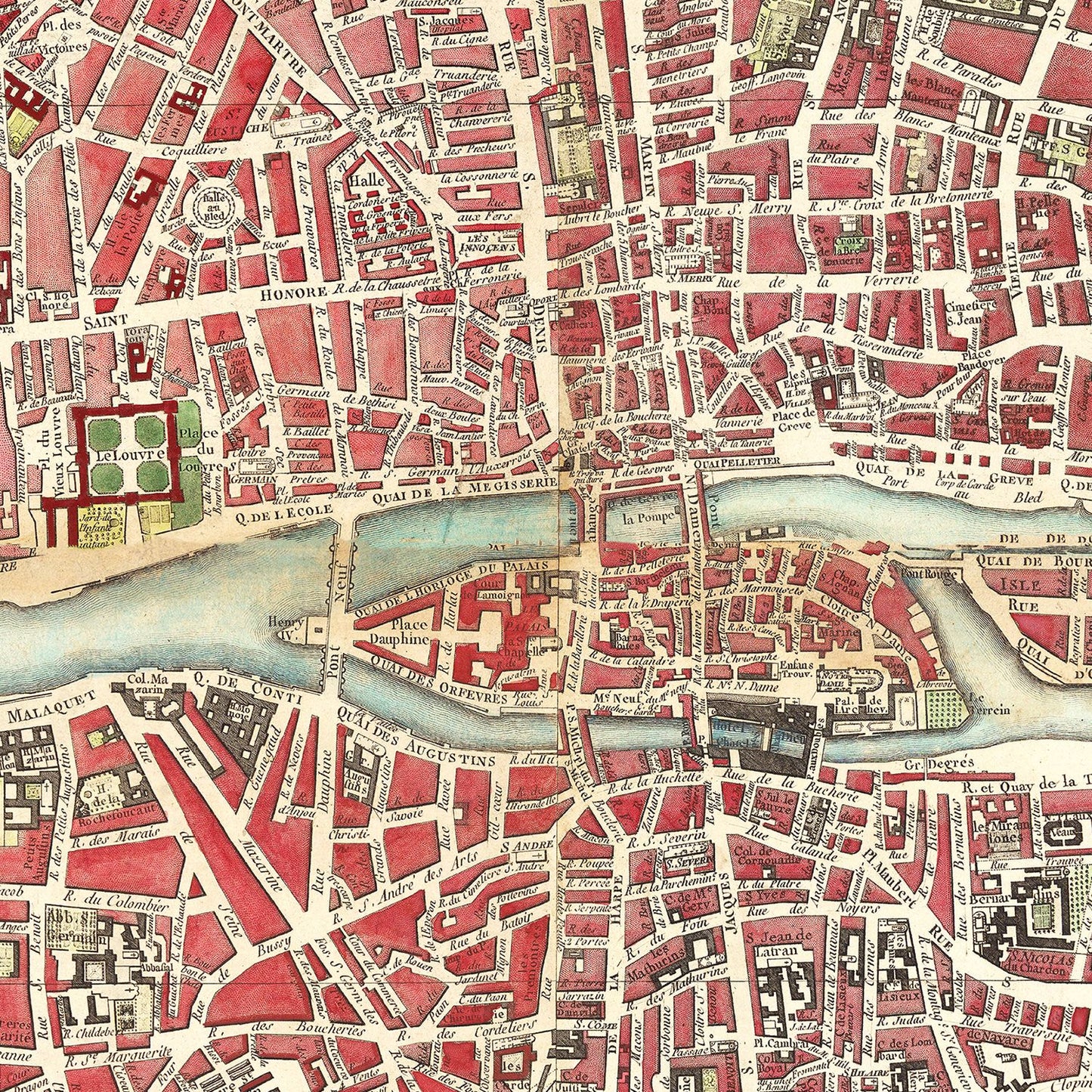 Vintage Map of Paris, France 1784 — Antique Pre-Revolution City Print