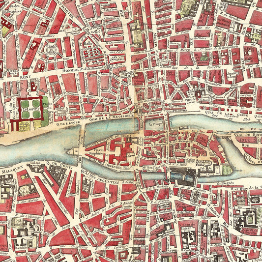 Vintage Map of Paris, France 1784 — Antique Pre-Revolution City Print