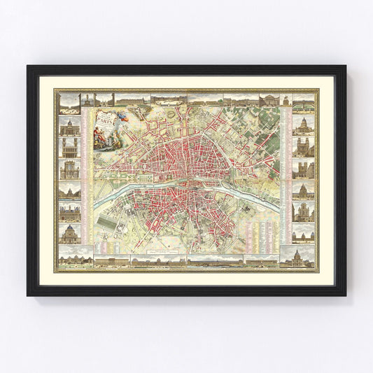 Vintage Map of Paris, France 1784 — Antique Pre-Revolution City Print