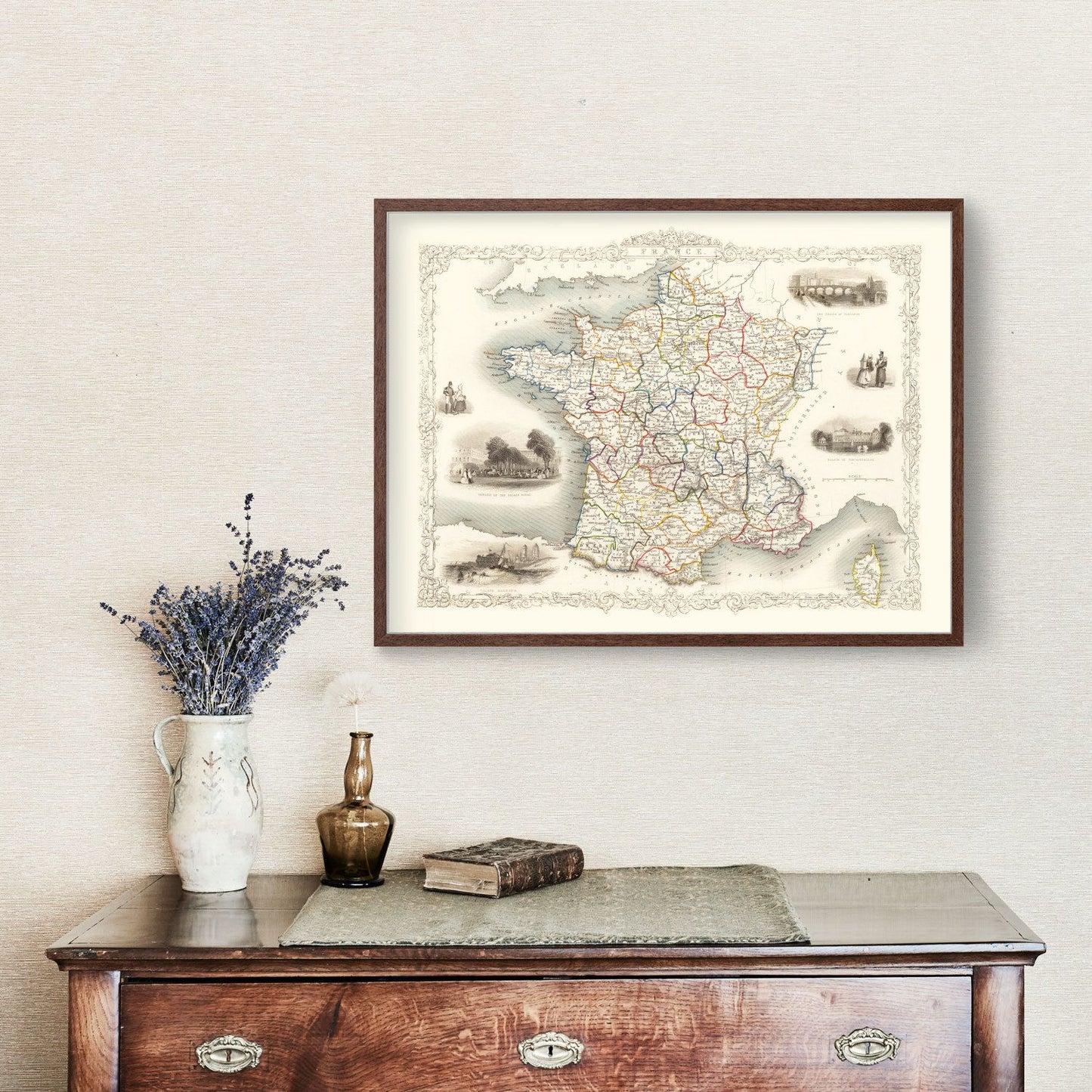 Vintage Map of France 1851 — Antique Second Republic Cartography Print