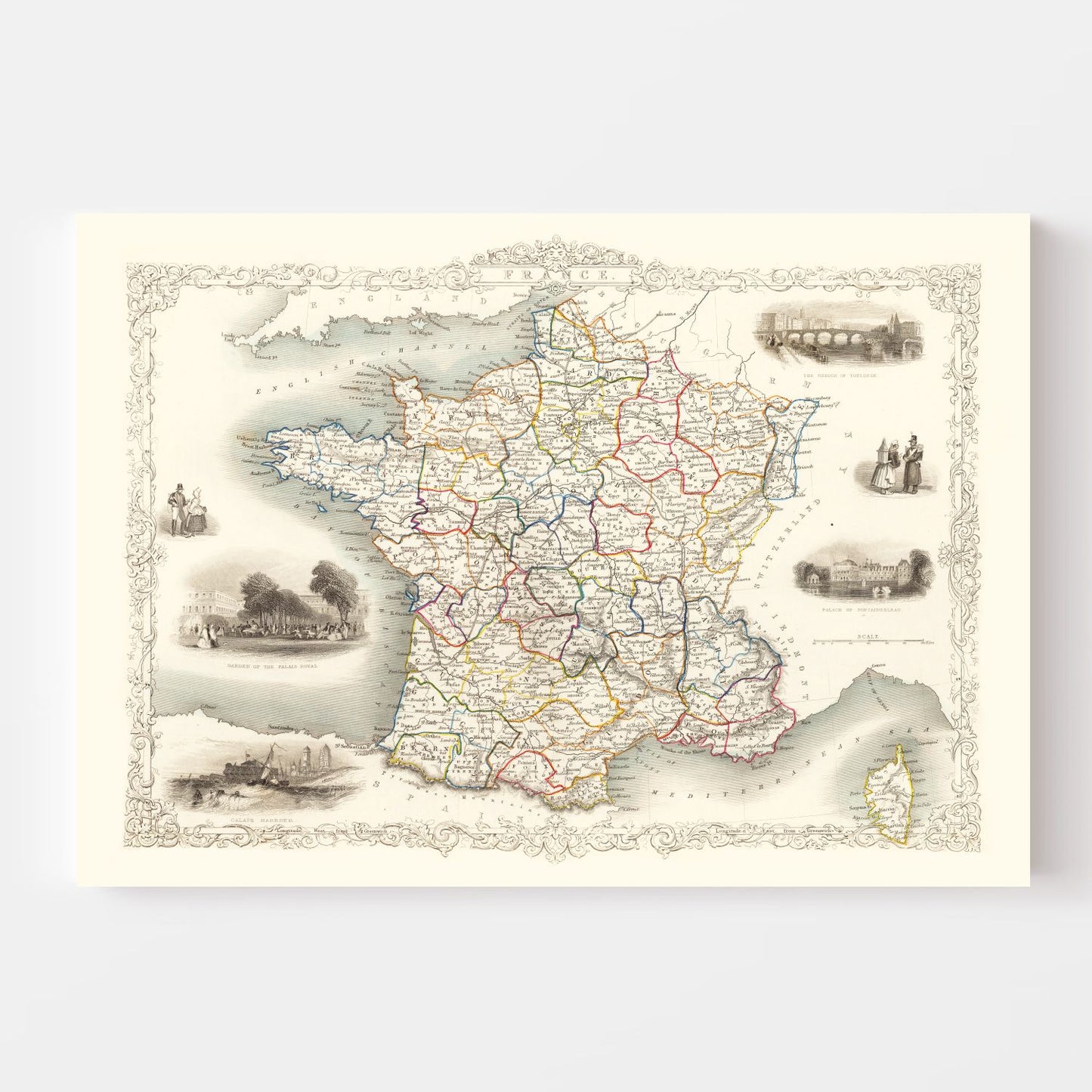 Vintage Map of France 1851 — Antique Second Republic Cartography Print