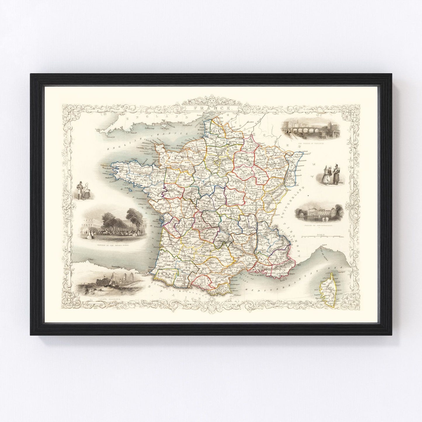 Vintage Map of France 1851 — Antique Second Republic Cartography Print