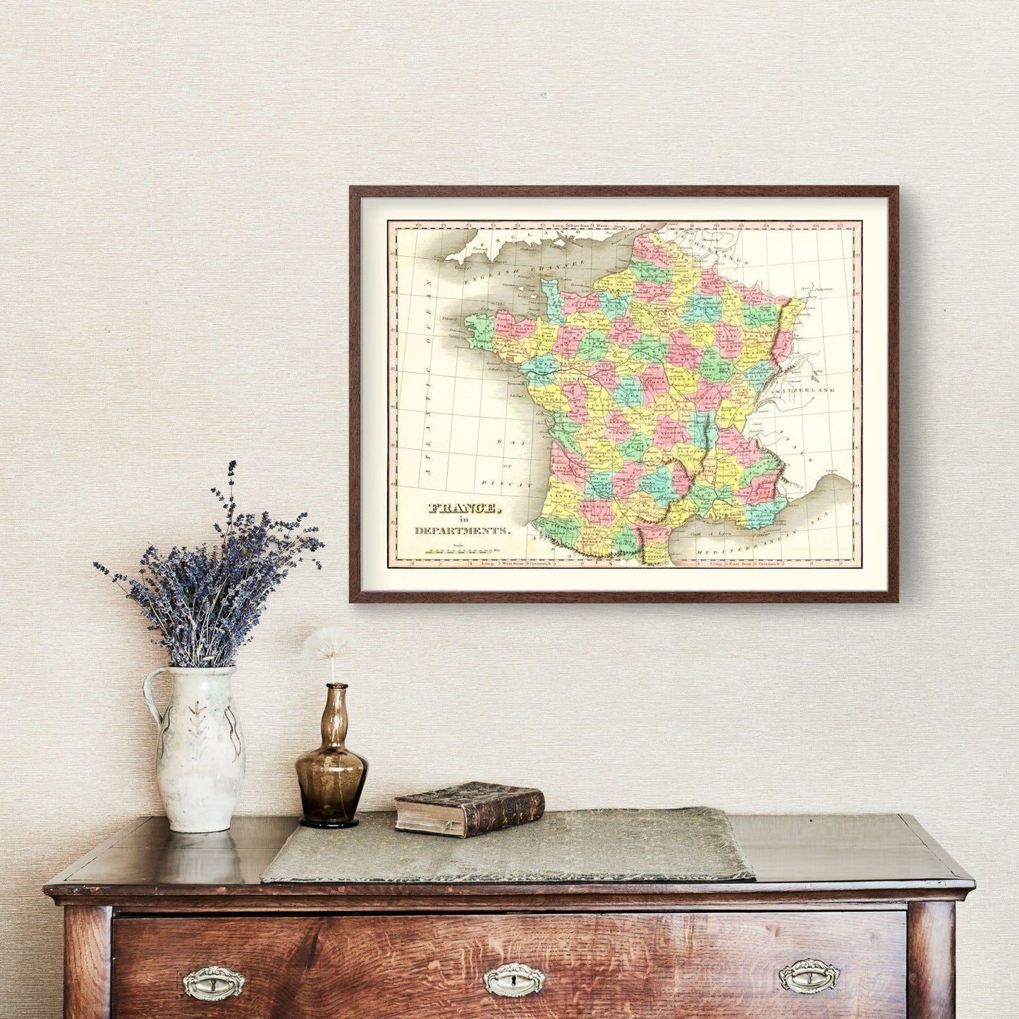 Old Map of France in Départements 1831 — Antique Administrative Cartography Print