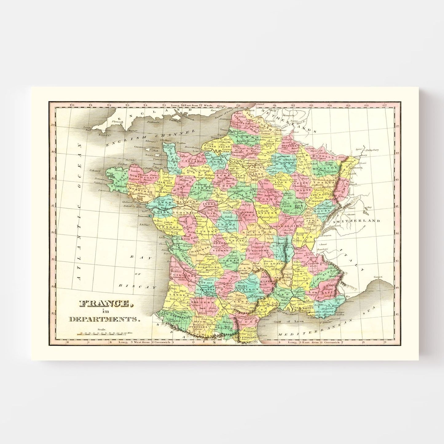 Old Map of France in Départements 1831 — Antique Administrative Cartography Print