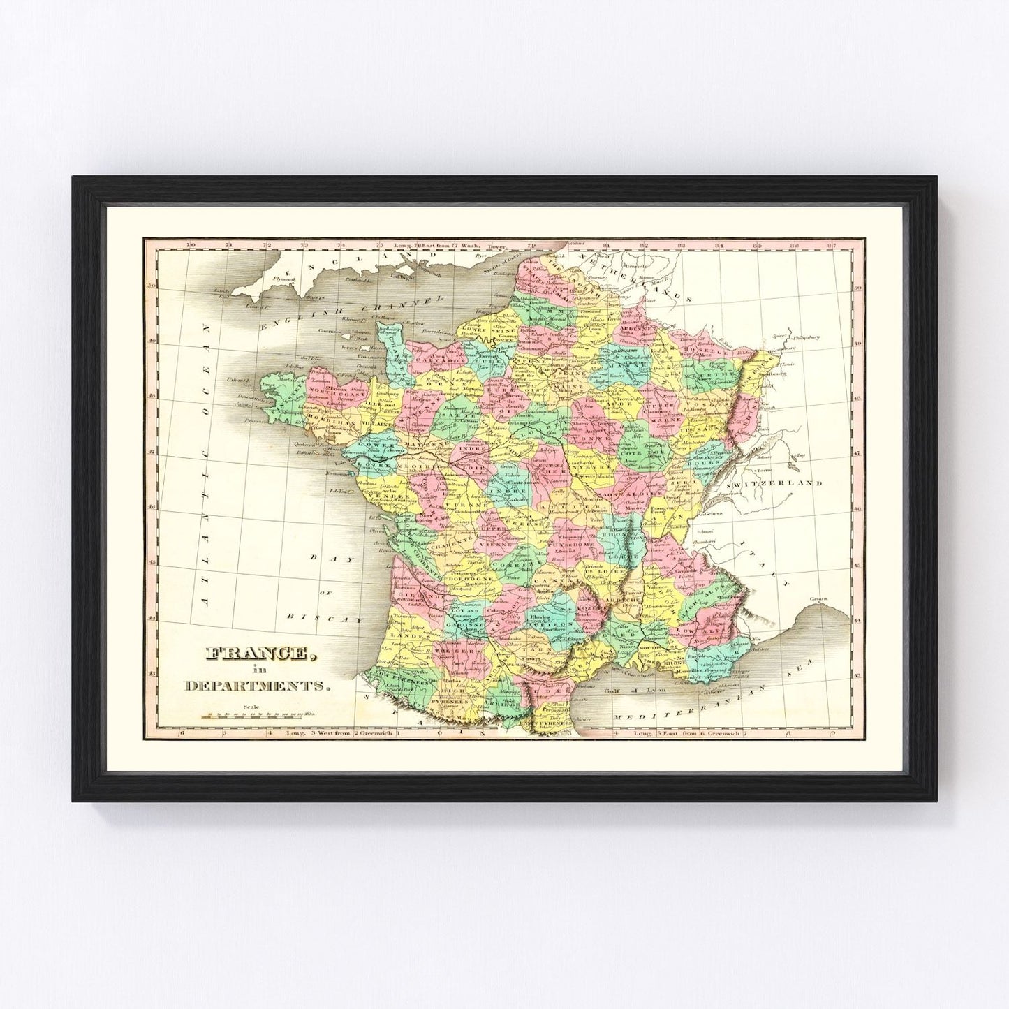 Old Map of France in Départements 1831 — Antique Administrative Cartography Print
