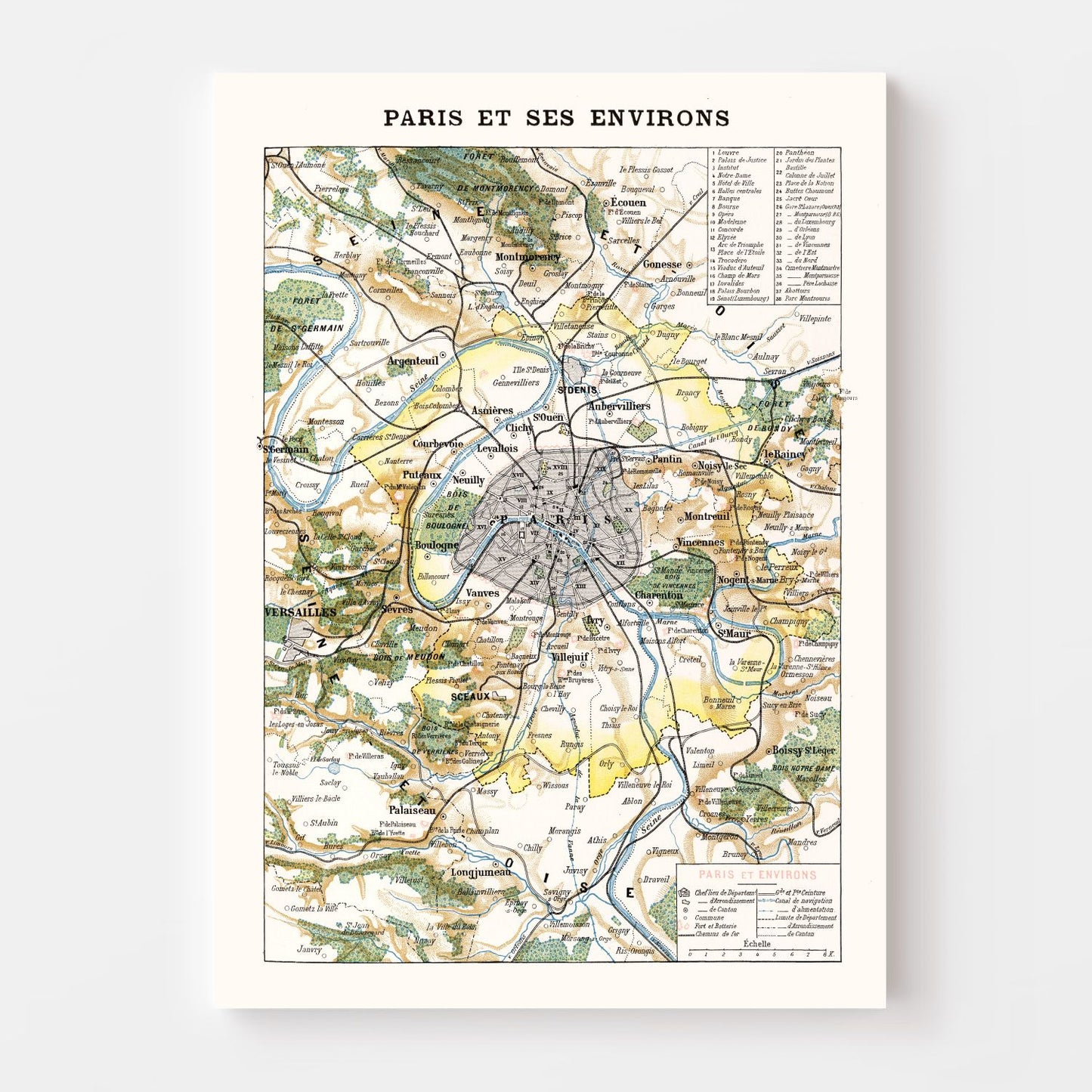 Vintage Map of Paris, France 1900 — Antique Exposition Universelle City Print