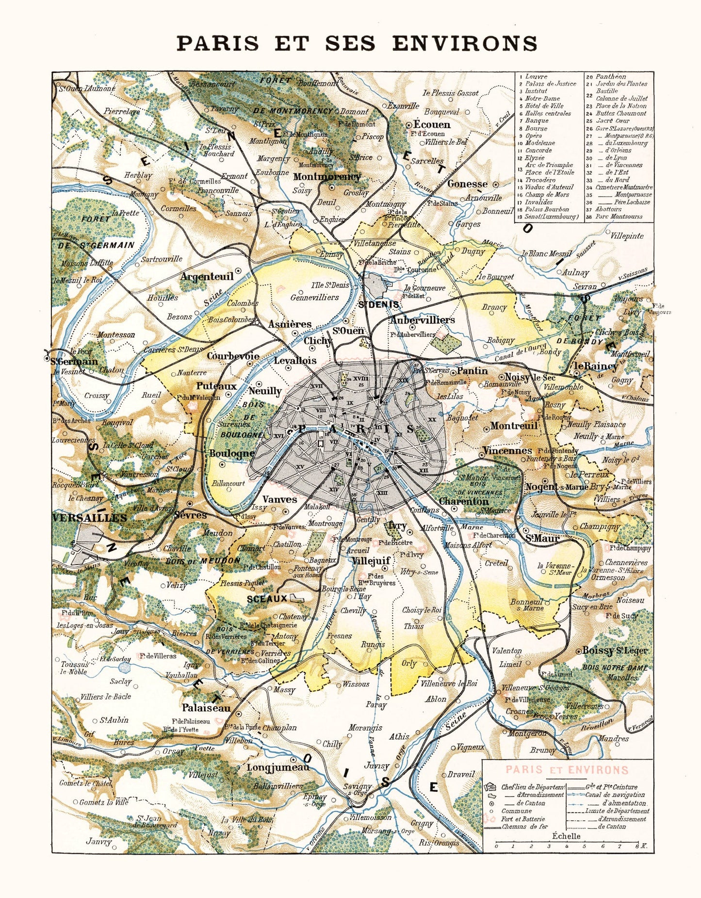 Vintage Map of Paris, France 1900 — Antique Exposition Universelle City Print