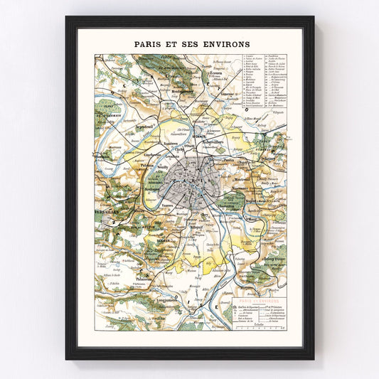 Vintage Map of Paris, France 1900 — Antique Exposition Universelle City Print