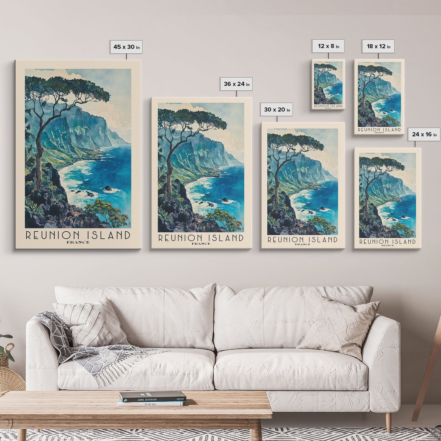 Reunion Island, France Travel Poster Framed Canvas Print