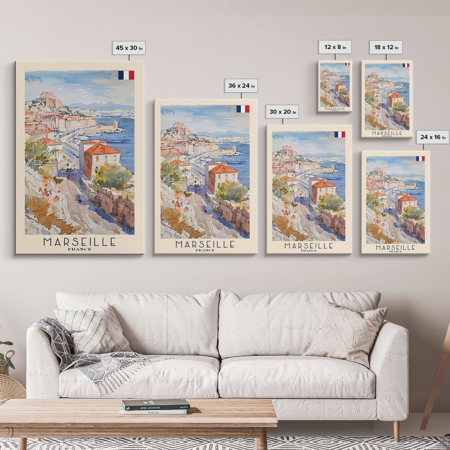 Marseille France Travel Poster Framed Canvas Print