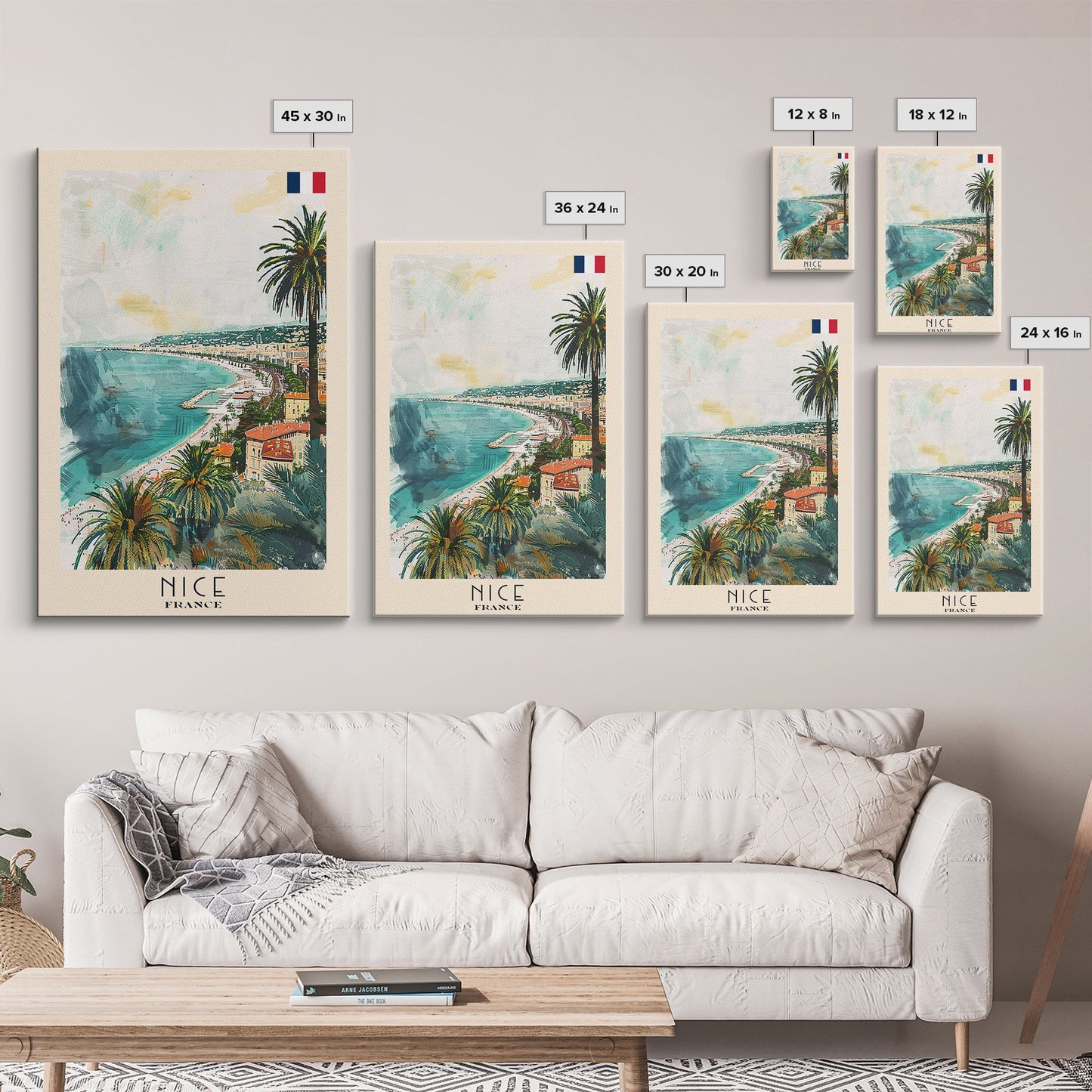 Nice France Travel Poster Framed Canvas Print