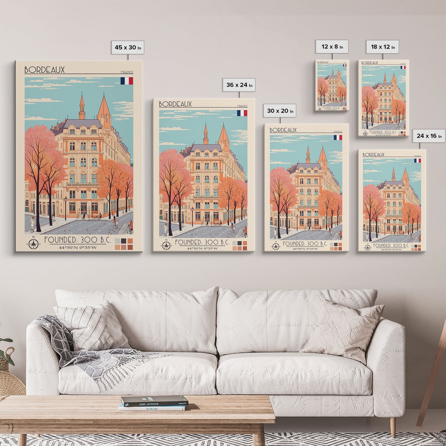 Bordeaux France Travel Poster — Framed Canvas Print | French Wall Art