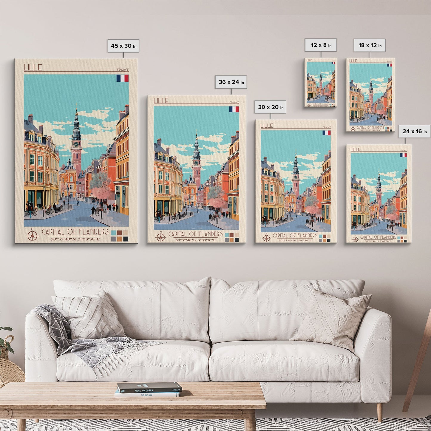 Lille France Travel Poster Framed Canvas Print