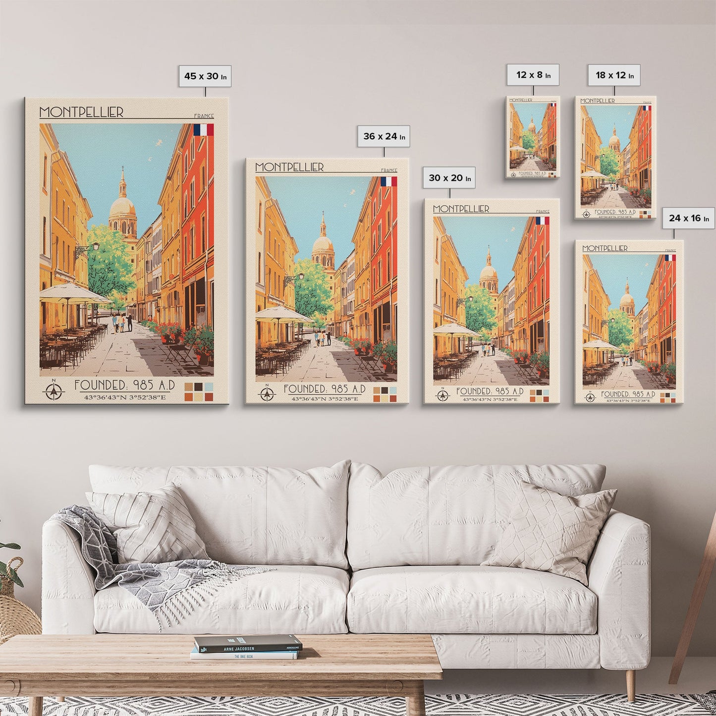 Montpellier France Travel Poster Framed Canvas Print