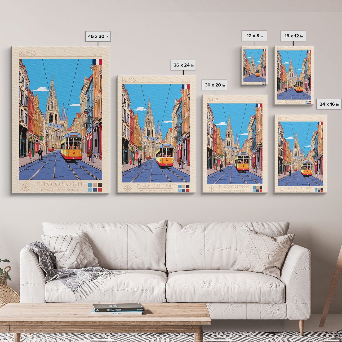Reims France Travel Poster Framed Canvas Print