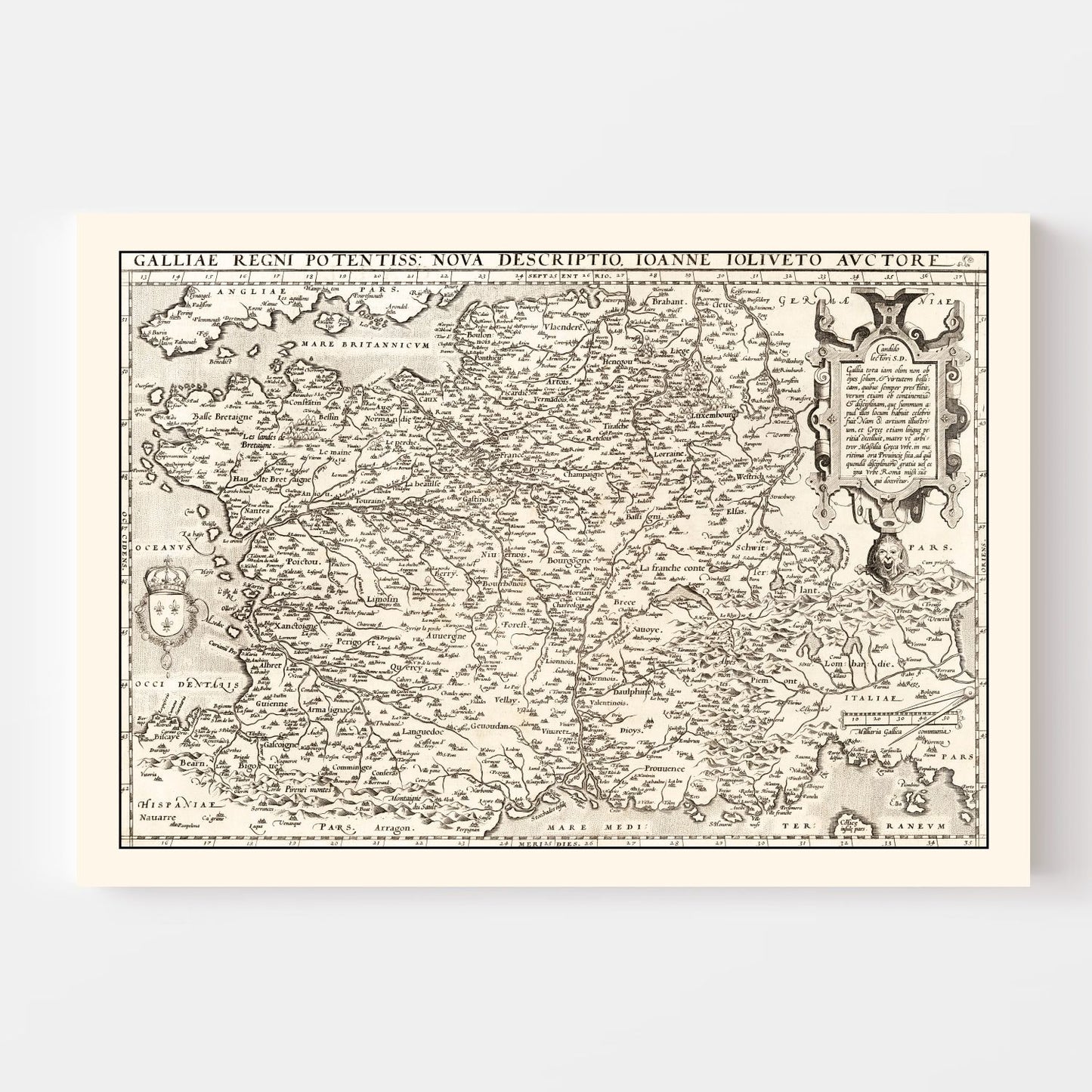 Vintage Map of France 1570 — Antique Renaissance Era Cartography Print