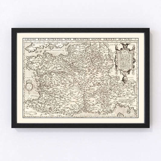 Vintage Map of France 1570 — Antique Renaissance Era Cartography Print
