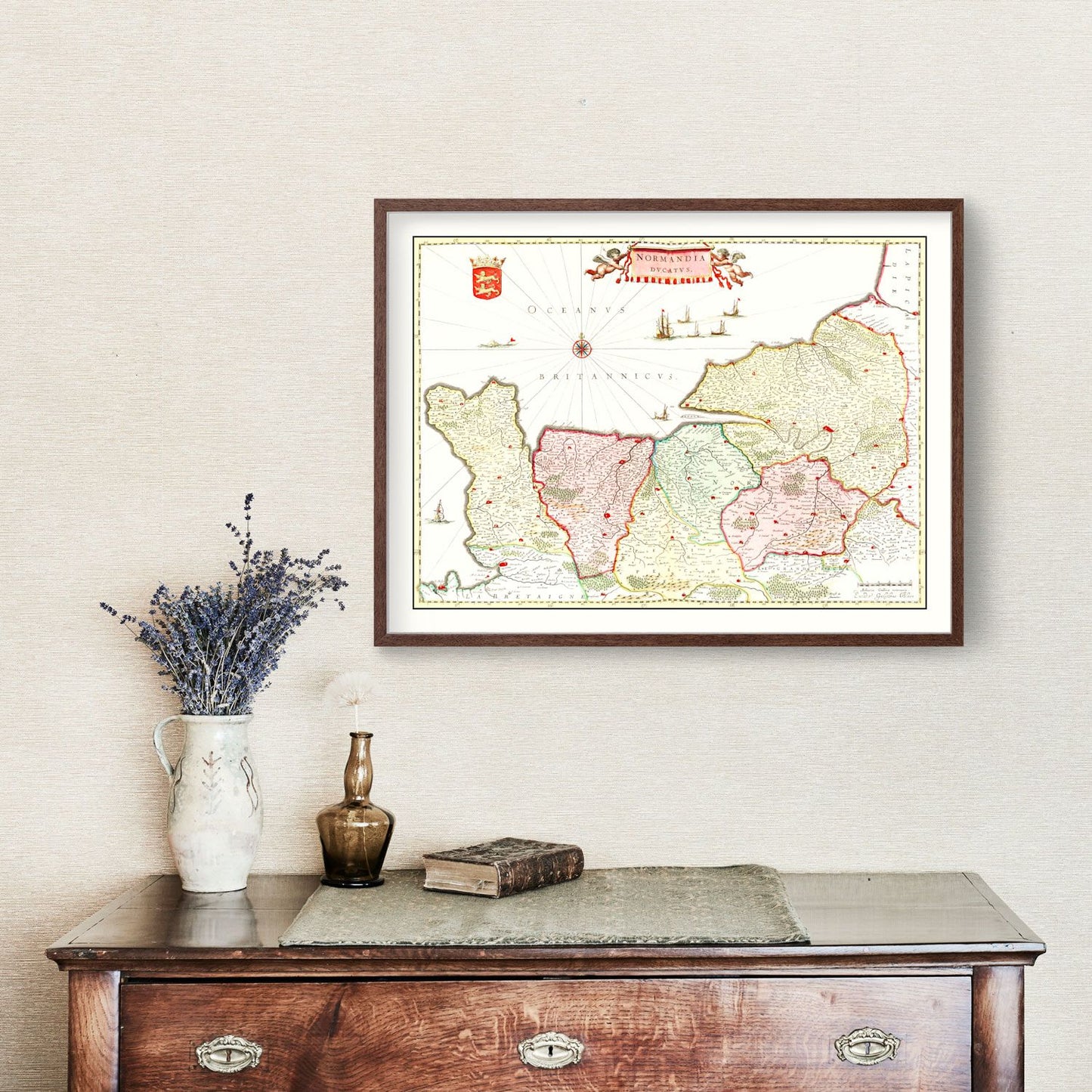 Vintage Map of Normandy, France 1665 — Antique 17th Century Regional Print