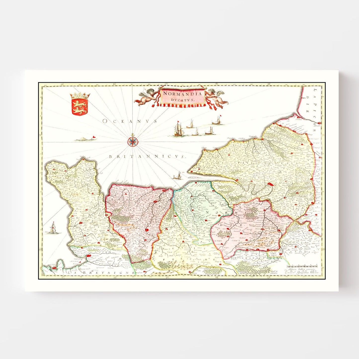 Vintage Map of Normandy, France 1665 — Antique 17th Century Regional Print