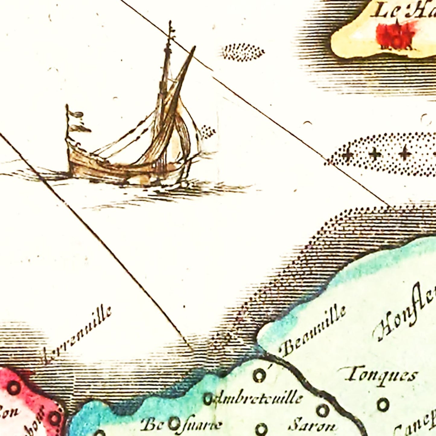 Vintage Map of Normandy, France 1665 — Antique 17th Century Regional Print