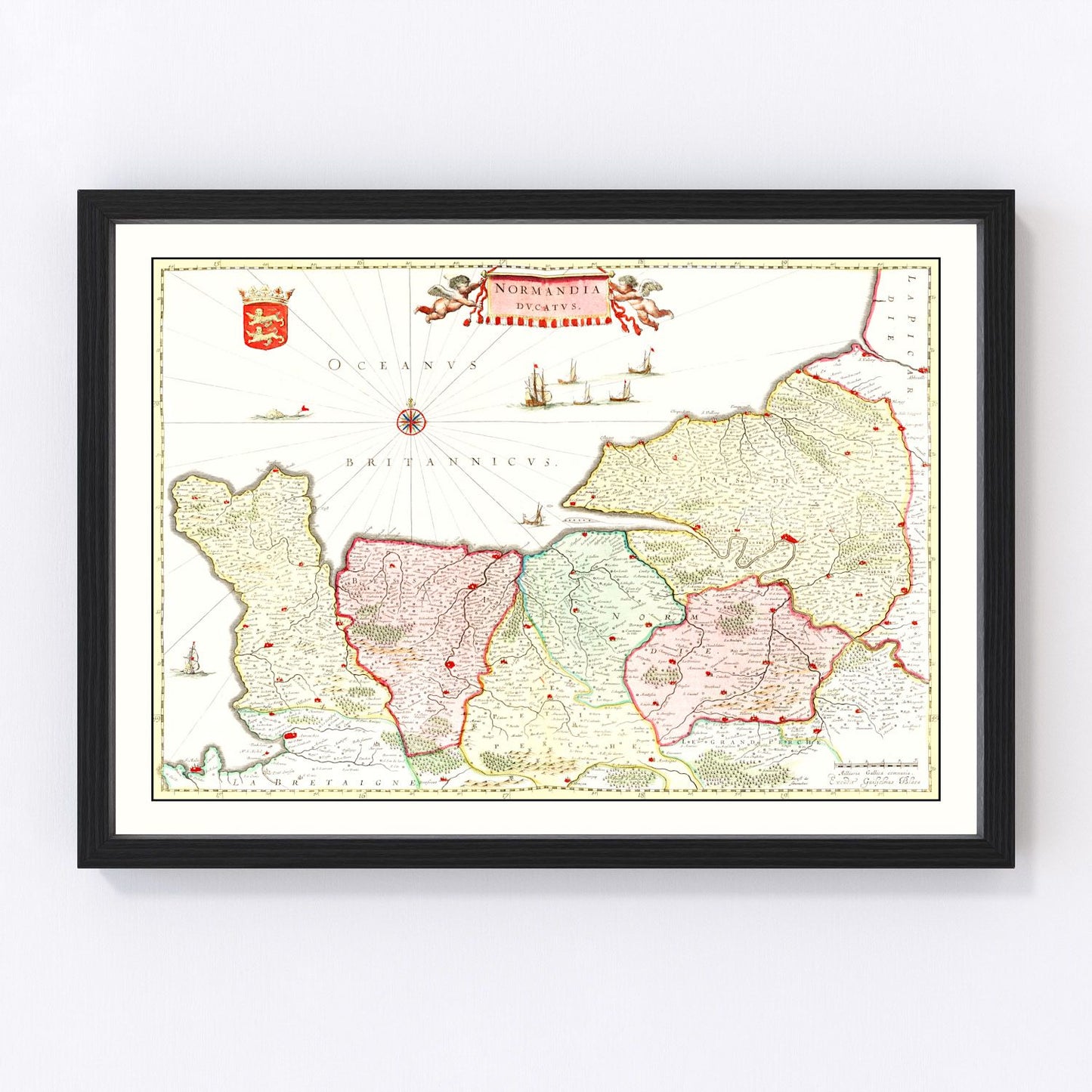 Vintage Map of Normandy, France 1665 — Antique 17th Century Regional Print